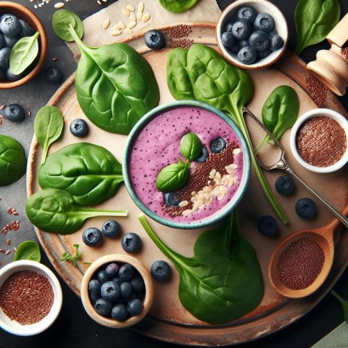 Spinach, Blueberry and Flaxseed Smoothie Recipe